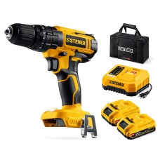 Дрель-шуруповерт ударная 20 В, 40 Н·м, 2 АКБ LMS (2 А·ч), сумка STEHER CDS-40-22