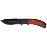 Складной нож 190 мм лезвие 80 мм металлическая рукоятка с деревянными вставками ЗУБР Норд 47708