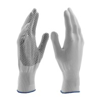 Перчатки Нейлон, ПВХ точка, 13 класс, белые, XL (67847)