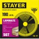 Диск пильный по ламинату Laminate STAYER 190x30/20 мм 56Т аккуратный рез 3684-190-30-56_z01  