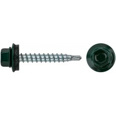 Шурупы кровельные со сверлом 4.8 х 32, темно-зеленый RAL-6005 (фасовка 250шт) (23565-4)