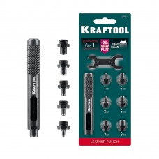 Ударный пробойник для кожи LPI-6, с набором насадок 1–6 мм KRAFTOOL 22951