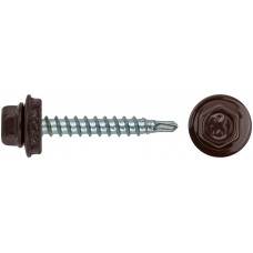Шурупы кровельные со сверлом 4.8 х 32, коричневый RAL-8017 (фасовка 250шт) (23567-4)