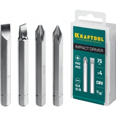 Набор бит для ударной отвертки, 4 шт, 75 мм KRAFTOOL 25552