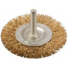 Корщетка дисковая прямая, со шпилькой, стальная латунированная волнистая проволока 63 мм (38463)