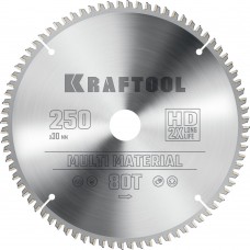 Пильный диск по алюминию Multi Material, 250 х 30 мм, 80Т KRAFTOOL 36953-250-30