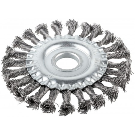 Корщетка-колесо, посадочный диаметр 22,2 мм, стальная витая проволока 125 мм, блистер (39078)