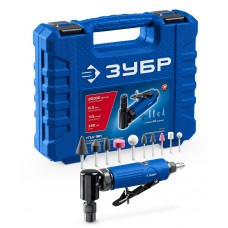 Набор в кейсе: угловая цанговая пневмошлифмашина, 10 шарошек и оснастка ЗУБР ПРОФЕССИОНАЛ 64337-H