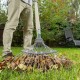 Грабли веерные стальные, 350 х 1450 мм, 18 круглых зубьев, деревянный черенок, Сибртех (61781)