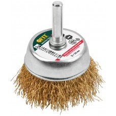 Корщетка-чашка, со штифтом, стальная латунированная волнистая проволока 50 мм (38515)