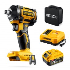 Гайковерт ударный бесщеточный 20 В, 500 Н·м, 1 АКБ LMS (4 А·ч), сумка STEHER CWB-500-41
