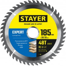 Диск пильный по дереву Expert, 185 x 30/20 мм, 48Т, точный рез STAYER 3682-185-30-48_z01