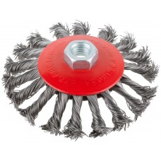 Корщетка-колесо с наклоном, гайка М14, стальная витая проволока 115 мм (39034)