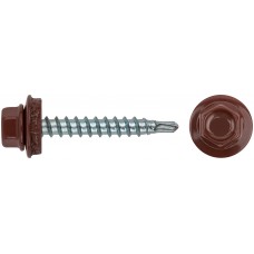 Шурупы кровельные со сверлом 4.8 х 32, бордовый RAL-3009 100шт. Фасовка (23562-0)