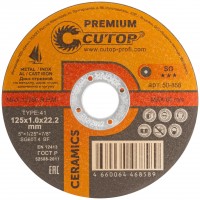 Диск отрезной по металлу, нерж.стали и чугуну Cutop CERAMICS, серия Premium, T41-125 х 1,0 х 22,2 мм (50-858)