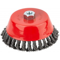 Корщетка чашечная, гайка М14, стальная витая проволока 150 мм (39045)