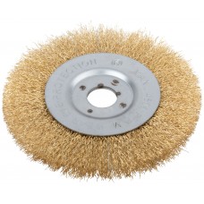 Корщетка-колесо, посадочный диаметр 22,2 мм, стальная латунированная волнистая проволока 150 мм (39066)