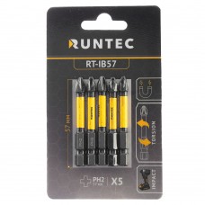 Бита ударная RUNTEC H6.35 57мм PH2 5шт., RUNTEC, RT-IB57