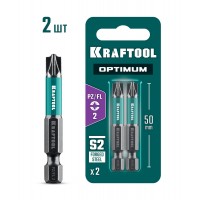 Биты OPTIMUM PZ/FL2 50 мм 2 штуки KRAFTOOL 261241-2-50-2