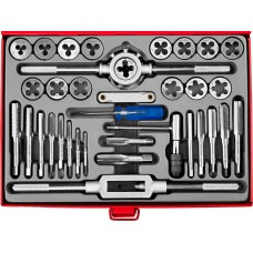 Набор метчиков и плашек 35 предм. сталь 9ХС ЗУБР 28117-H35