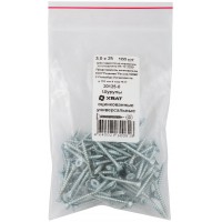 Шурупы оцинкованные, универсальные 3 х 25 100 шт Фасовка (20125-0)