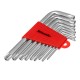 Набор ключей имбусовых Torx , 9 шт, T10-T50, CrV, коротких, с сатинированным покрытием Matrix