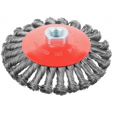 Корщетка-колесо с наклоном, гайка М14, стальная витая проволока 125 мм (39116)