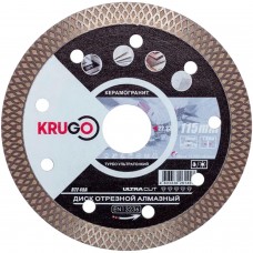 Диск алмазныйТурбо ТF Ультратонкий по керамике для УШМ 115 x 1.4 x 22.23 x 10mm KRUGO (RTF45A)