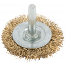Корщетка, тип колесо, со штифтом, стальная латунированная волнистая проволока 50 мм (38482М)