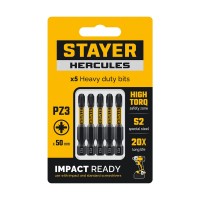 Биты торсионные HERCULES, PZ3, 50 мм, 5 шт STAYER 26233-3-50-5