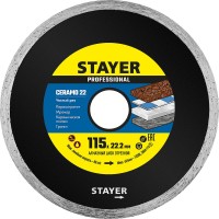 Диск алмазный сплошной Ceramo-22, d 115 мм, (22.2 мм, 5 х 1.9 мм) STAYER Professional 3664-115_z02