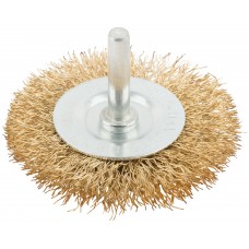 Корщетка, тип колесо, со штифтом, стальная латунированная волнистая проволока 63 мм (38483М)