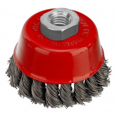 Щетка для УШМ, 75 мм, М14, чашка, крученая проволока 0.5 мм Matrix (74624)