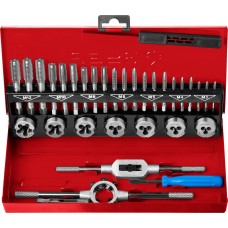 Набор метчиков и плашек 32 предмета сталь 9ХС ЗУБР 28129-H32