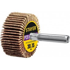 Круг шлифовальный лепестковый d 30 x 15 мм, P120, на шпильке d 6 мм STAYER 36606-120