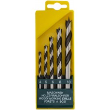 Набор сверл по дереву, CrV Профи, пластиковый бокс, 5 шт. (4-5-6-8-10 мм) (36099)
