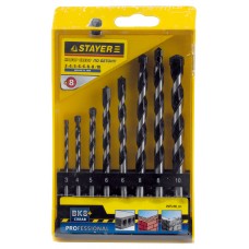 STAYER ProHammer, 8 шт: d 3-4-5-6-6-8-8-10 мм, набор сверл по бетону, Professional (2915-H8_z01)