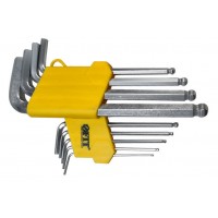 Ключи шестигранные, CrV сталь, 9 шт., 1,5-10 мм, с шаровым наконечником, длинные, в пластиковом держателе