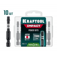 Биты ударные Impact TX 25 50 мм 10 штук KRAFTOOL 26195-25-50-S10