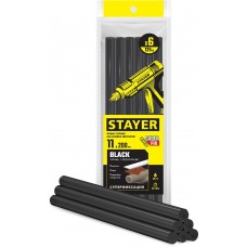 Стержни клеевые Black, чёрные, 11 х 200 мм, 6 шт STAYER Professional 2-06821-D-S06