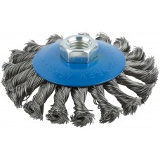 Корщетка, тип колесо с наклоном, гайка М14, стальная витая проволока 100 мм (38936М)