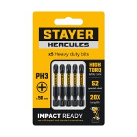 Биты торсионные HERCULES, PH3, 50 мм, 5 шт STAYER 26231-3-50-5