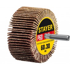 Круг шлифовальный лепестковый d 60 x 30 мм, P60, на шпильке d 6 мм STAYER 36608-060