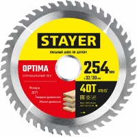 STAYER Optima, 254 x 32/30 мм, 40Т, оптимальный рез, пильный диск по дереву (3681-254-32-40_z01)