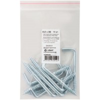 Шуруп-крючок оцинкованный, 8 х 80, 10 шт Фасовка (25230-0)
