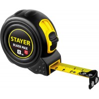 Рулетка с двумя фиксаторами BlackMax 8 м х 25 мм Professional STAYER 3410-08