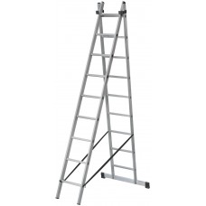 Лестница двухсекционная алюминиевая, 2 х 9 ступеней, H=257/426см, вес 7,34 кг (65424)
