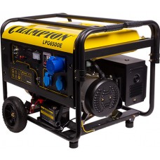 Генератор CHAMPION LPG6500E (бензин+газ 5/5,5кВт 16лс 25л 12В 85кг, эл.стартер, счетчик, колеса) (LPG6500E)