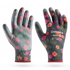 GRINDA PROTECT, S (7), садовые перчатки с прозрачным нитриловым покрытием, чёрные, 13 класс (11296-S_z01)