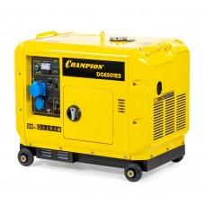 Генератор диз. CHAMPION DG6501ES+ATS (5/5,5кВт 8,9лс 16л 12V 160кг эл.стартер,колеса,счетчик,кожух) (DG6501ES)